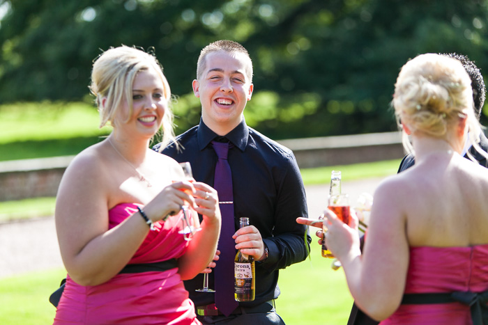 Wedding guests talking