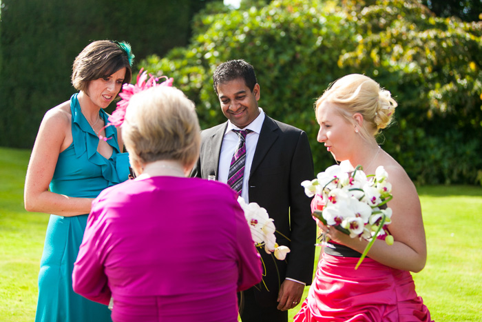 Wedding guests talking