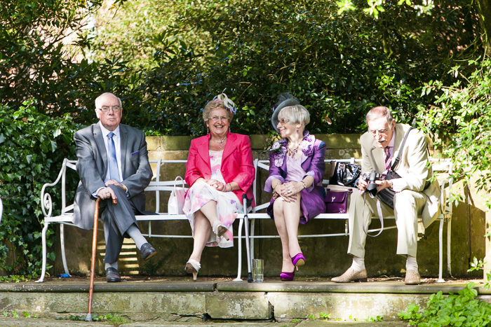 Wedding guests talking