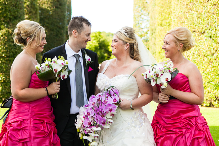 Bride & groom with bridesmaids