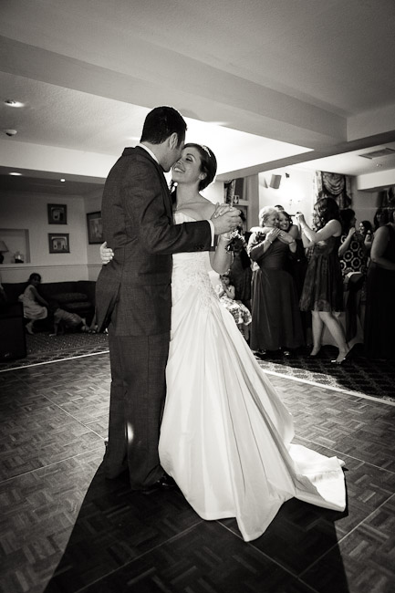 Bride and groom dancing