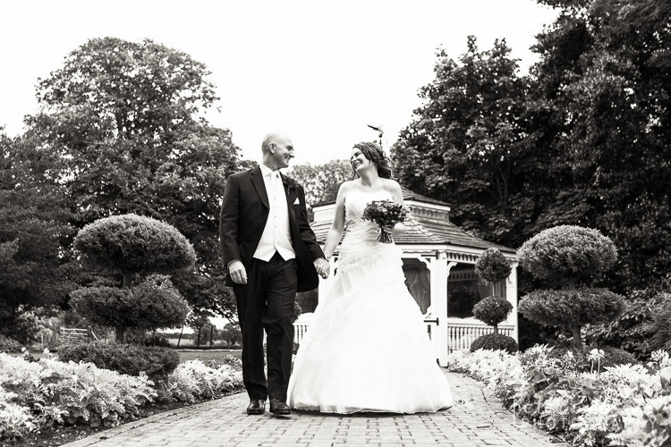 Bride and groom walking