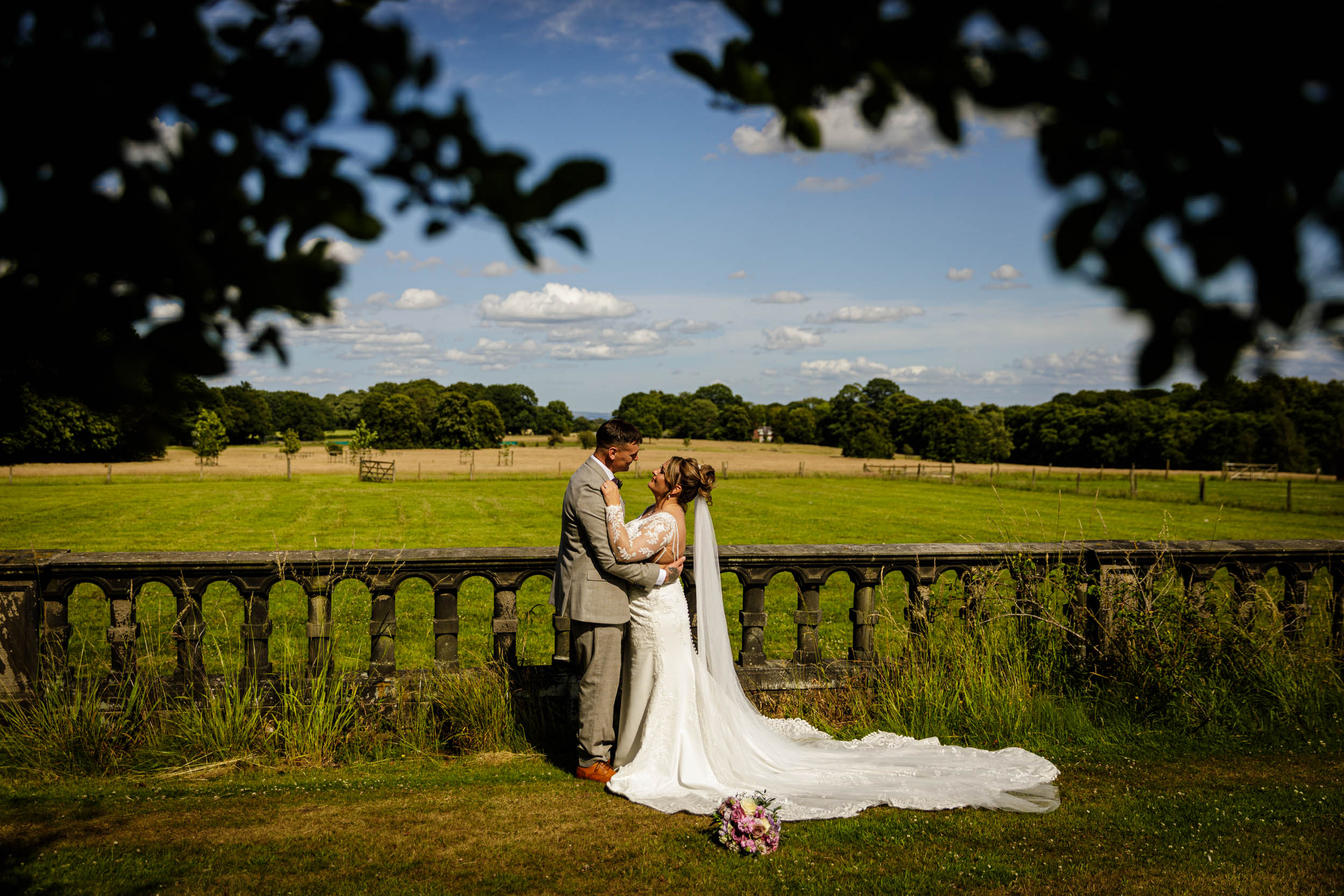 bride and groom portrait at Arley Hall