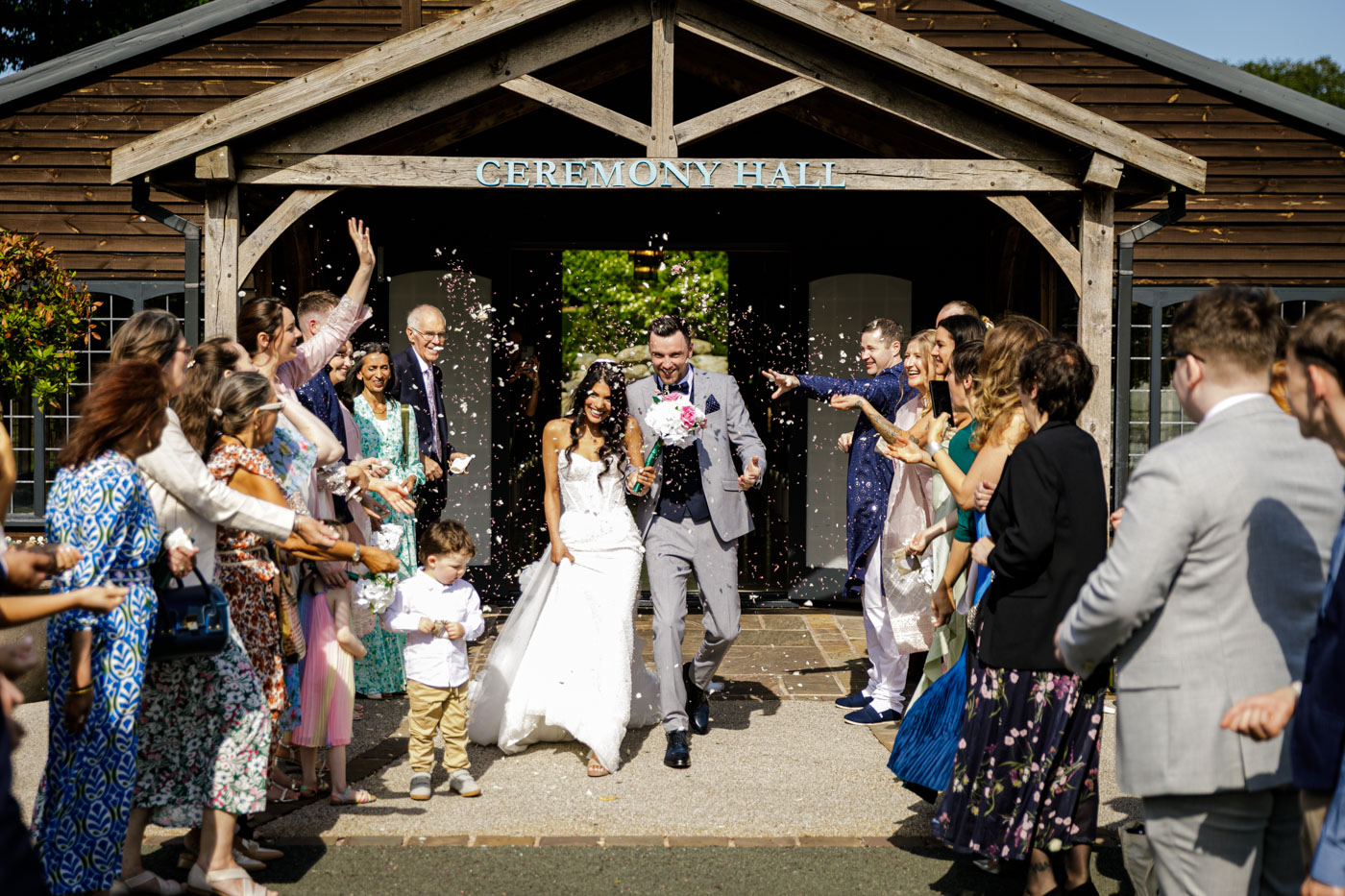 confetti corridor outside ceremony room at colshaw hall