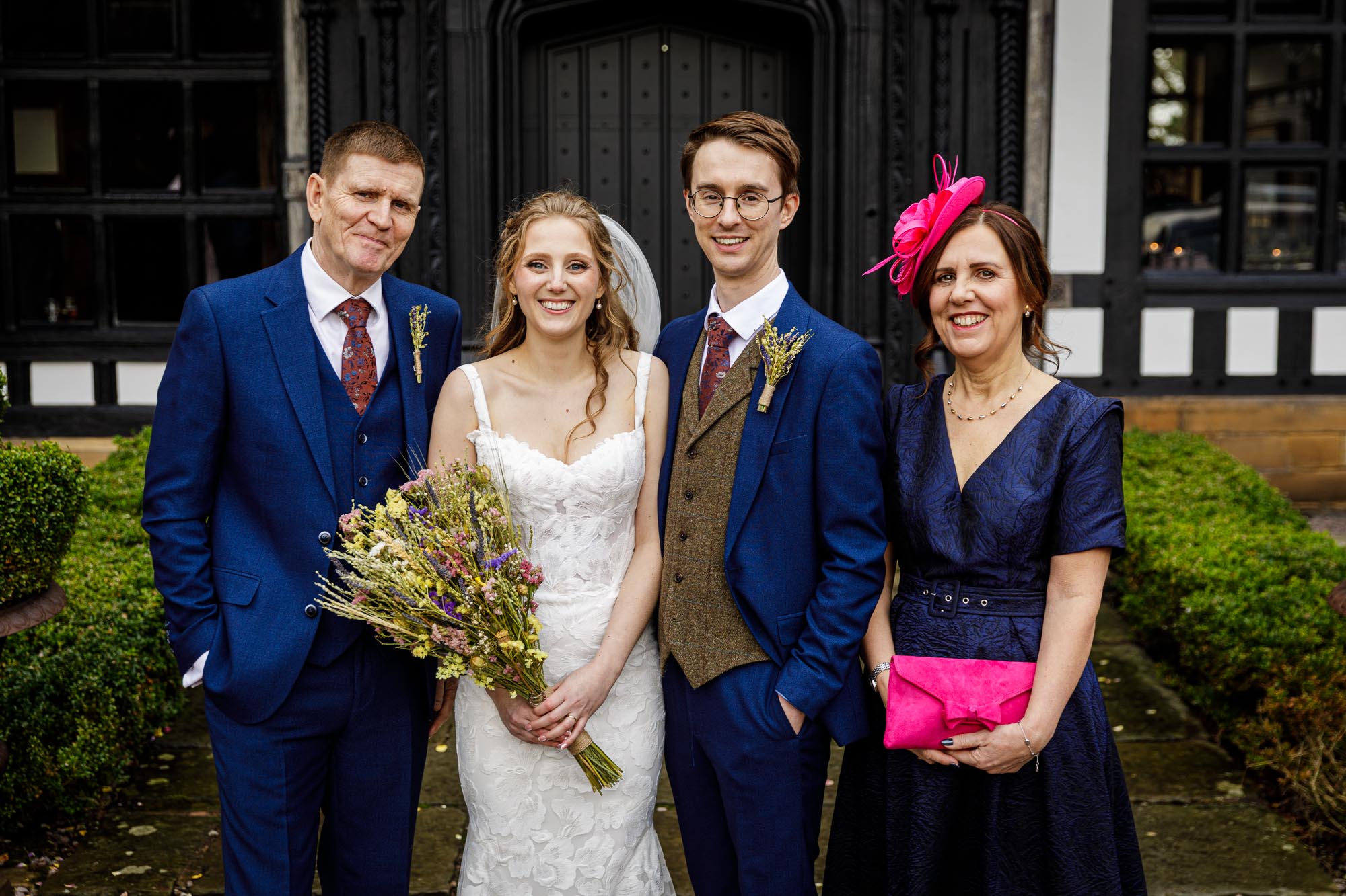 family group photo in front of hillbark hotel on the wirral