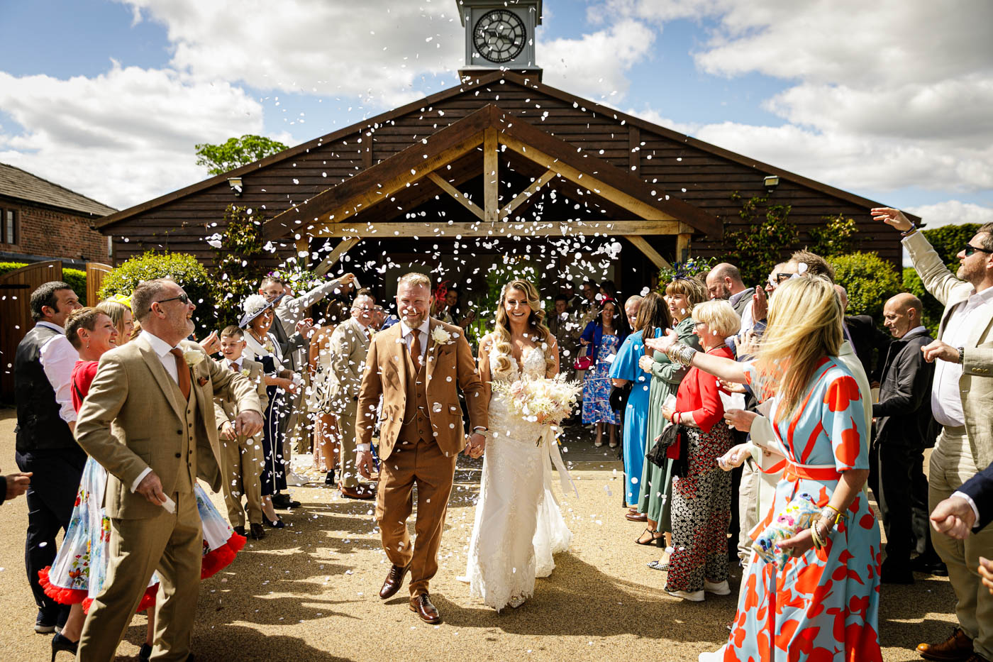 confetti corridor outside ceremony room at merrydale manor